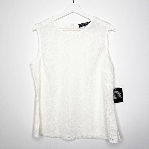 KASPER Ivory Lace Sleeveless Top - Picture 1 of 8